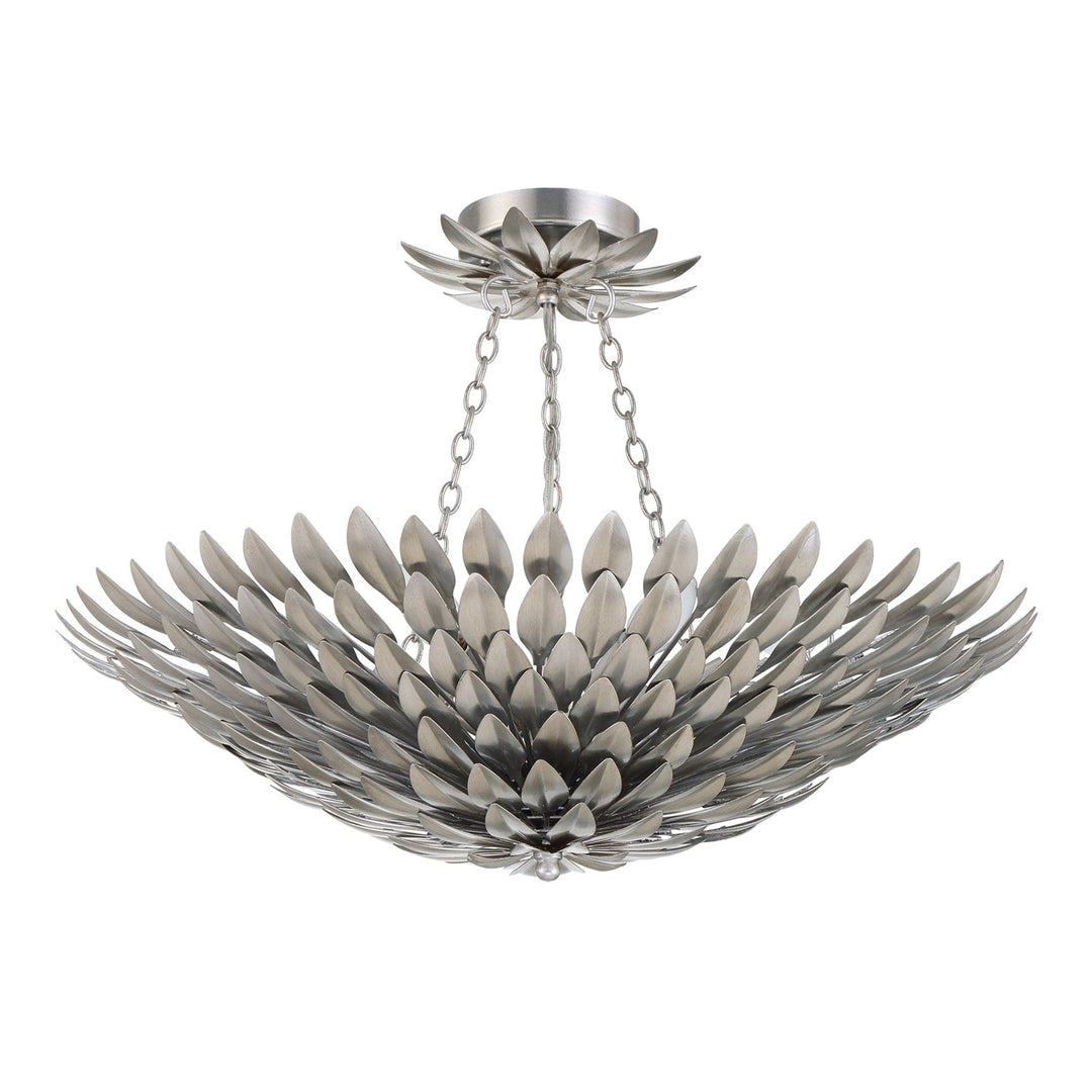 Broche 6 Light Antique Silver Semi Flush Mount Crystorama