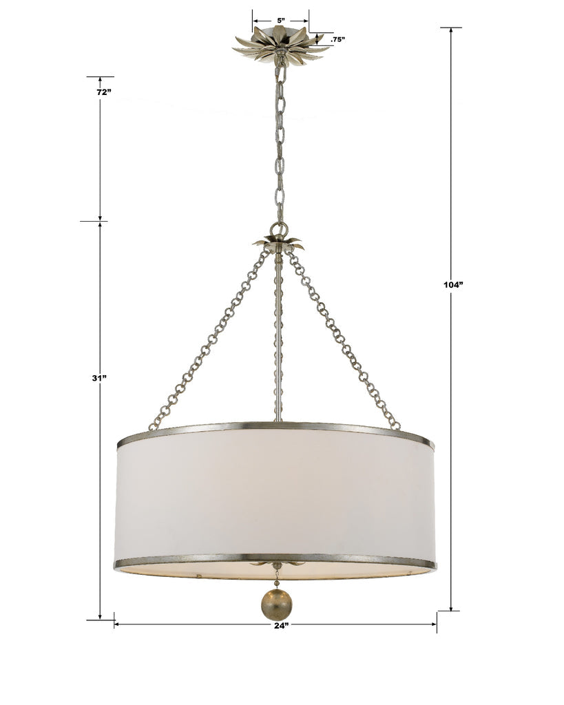 Crystorama Crystorama Broche 6 Light Antique Silver Chandelier