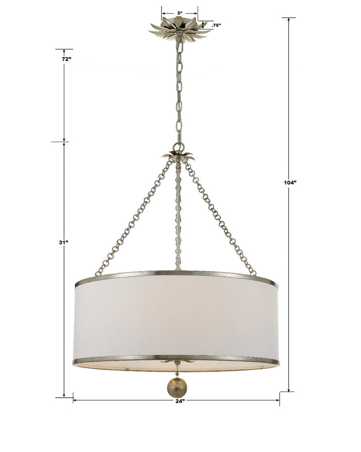 Crystorama Crystorama Broche 6 Light Antique Silver Chandelier