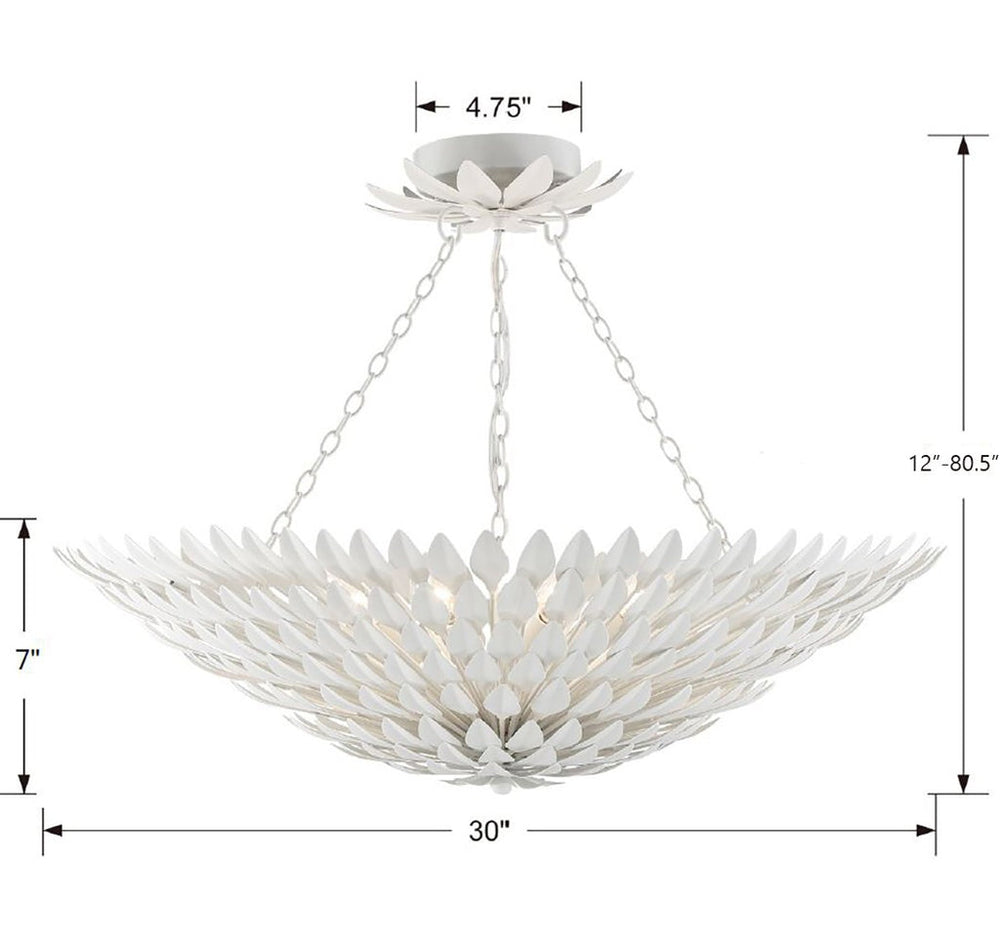 Broche 8 Light Matte White Semi Flush Mount Crystorama