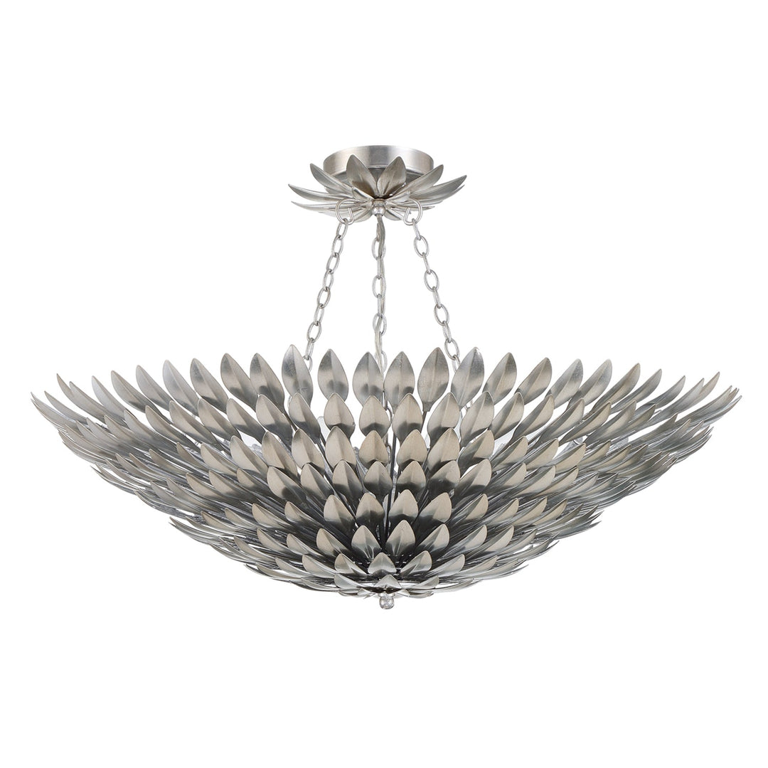 Broche 8 Light Antique Silver Semi Flush Mount Crystorama