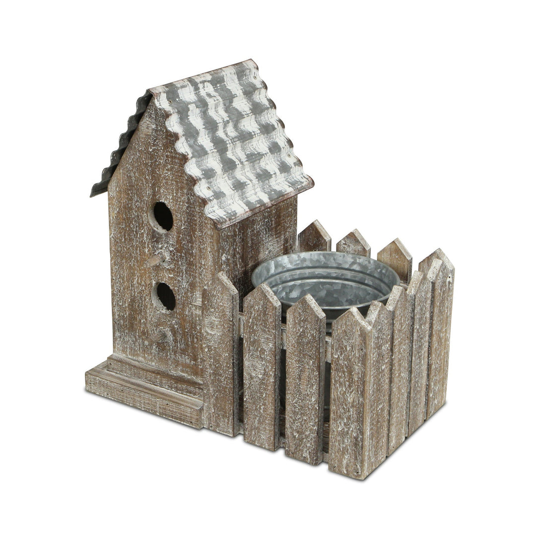 Elwin 2 Story Bird house & Galvanized Pot - Large CHEUNGS