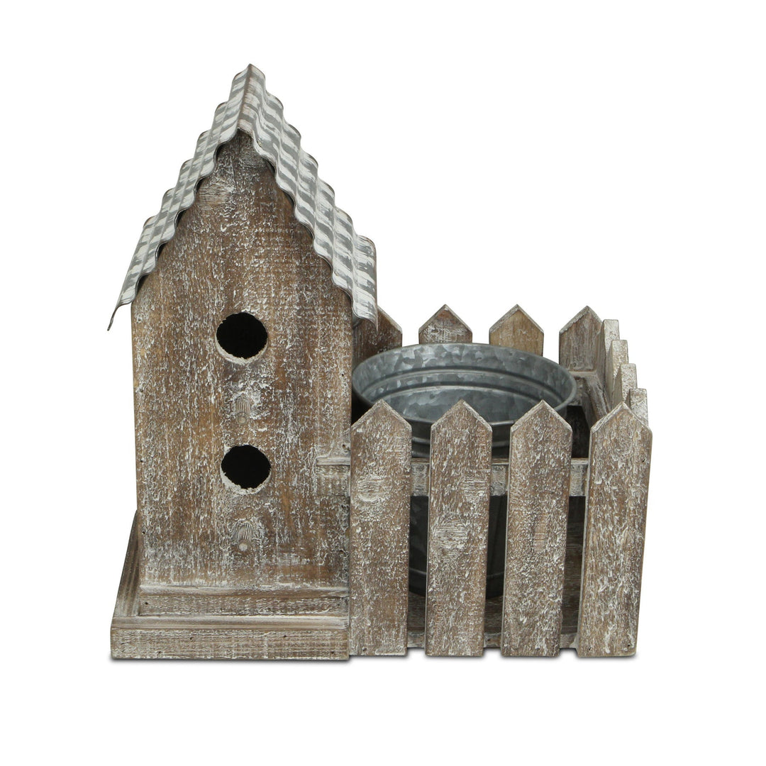 Elwin 2 Story Bird house & Galvanized Pot - Large CHEUNGS