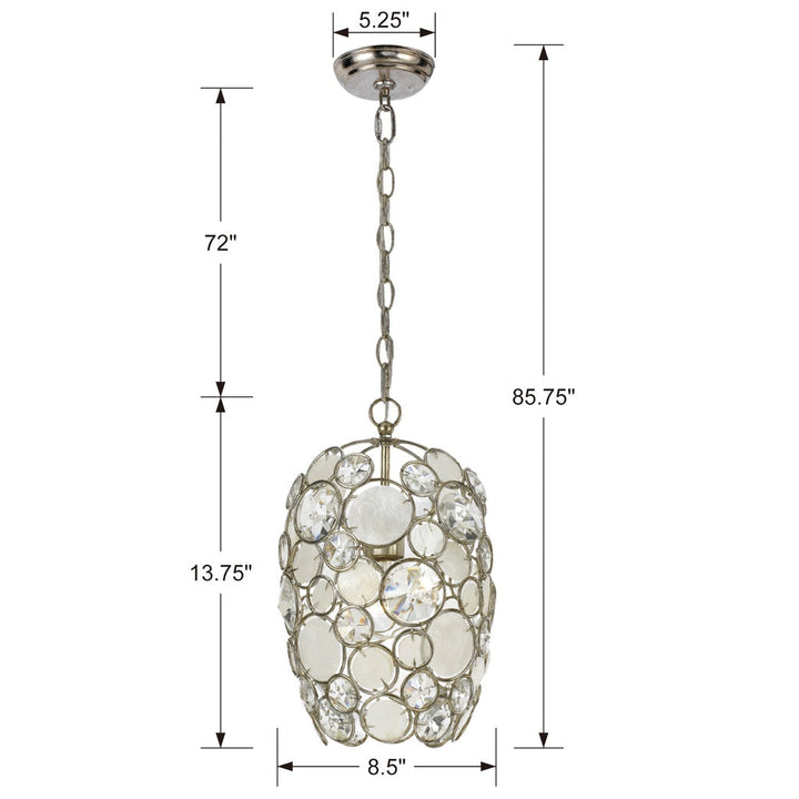 Palla 1 Light Antique Silver Mini Pendant Crystorama