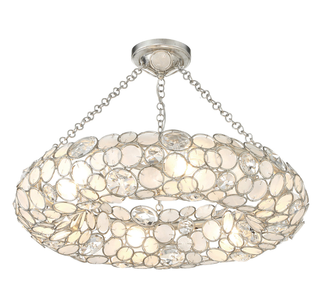 Palla 6 Light Antique Silver Semi Flush Mount Crystorama