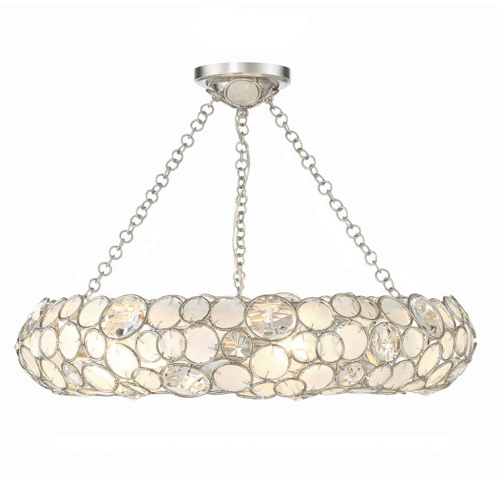 Palla 6 Light Antique Silver Semi Flush Mount Crystorama