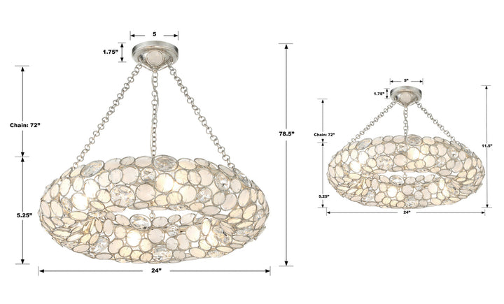 Crystorama Crystorama Palla 6 Light Antique Silver Chandelier