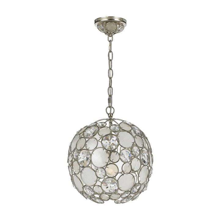 Palla 1 Light Antique Silver Sphere Pendant Crystorama