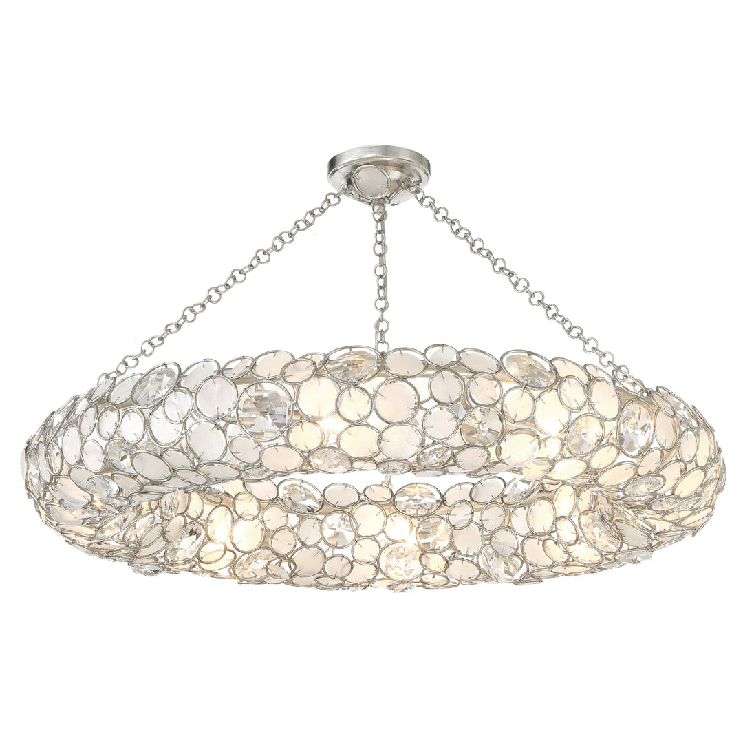 Palla 8 Light Antique Silver Semi Flush Mount Crystorama