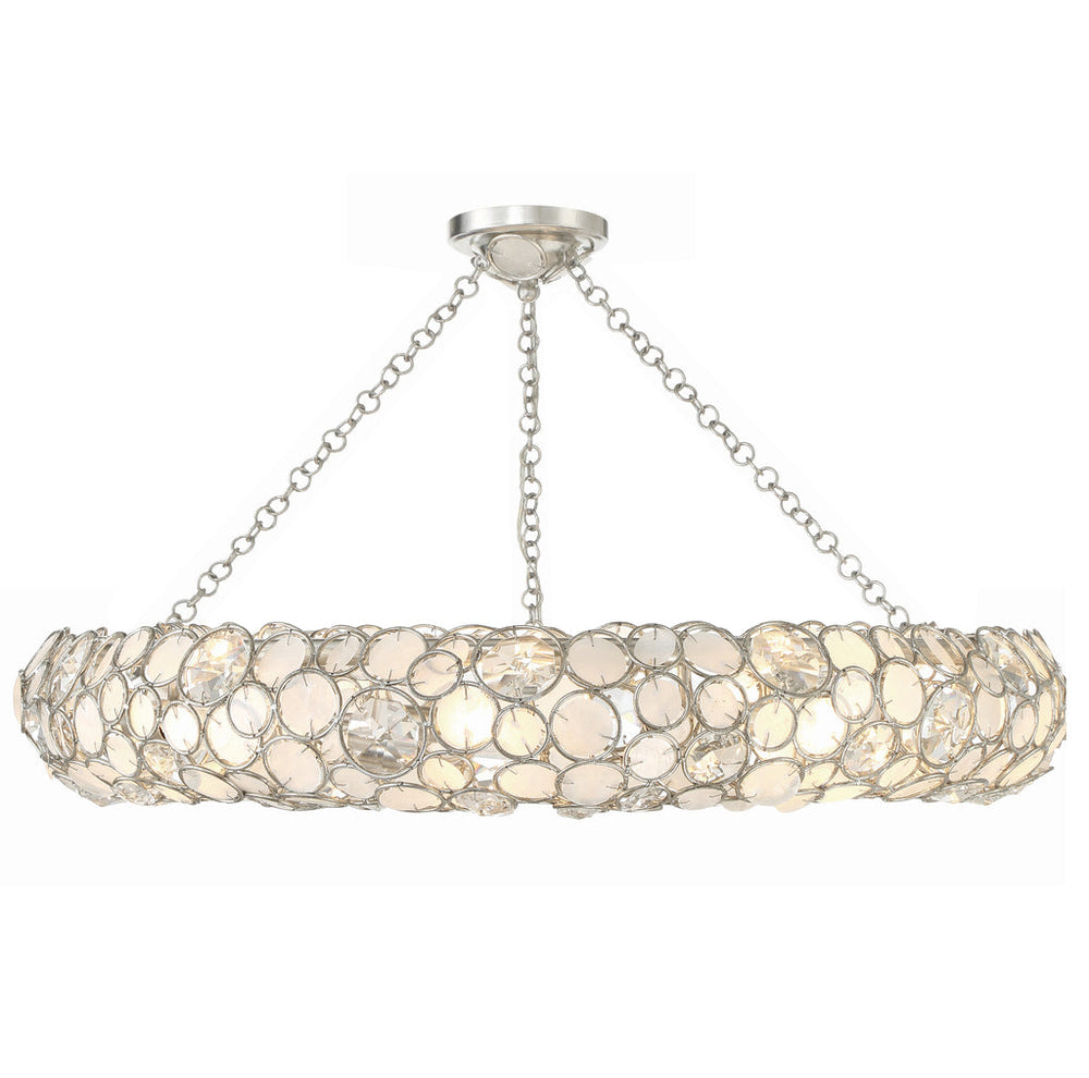 Palla 8 Light Antique Silver Semi Flush Mount Crystorama