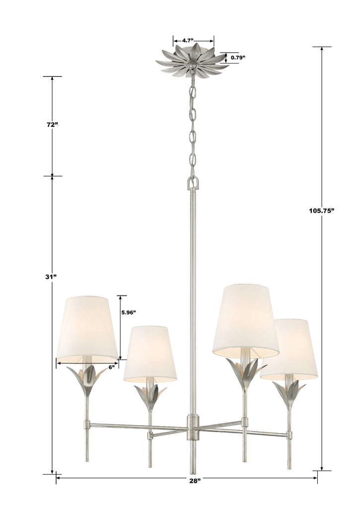 Crystorama Crystorama Broche 4 Light Antique Silver Chandelier