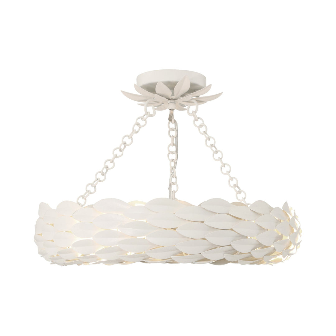 Broche 6 Light Matte White Semi Flush Mount Crystorama