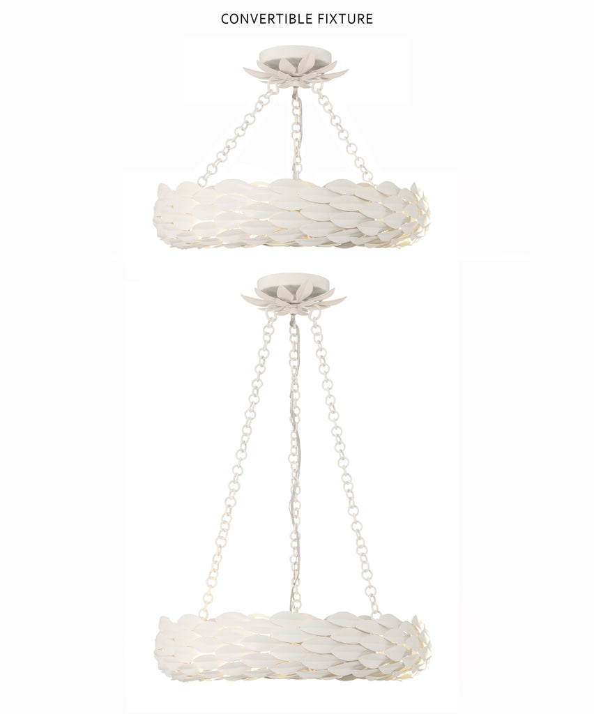 Broche 6 Light Matte White Semi Flush Mount Crystorama