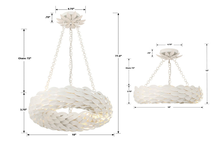 Crystorama Crystorama Broche 6 Light Matte White Chandelier