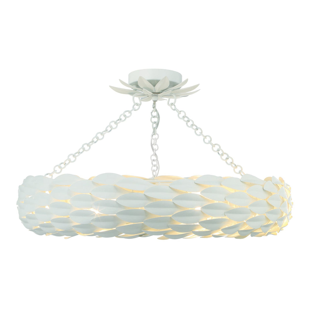 Broche 6 Light Matte White Semi Flush Mount Crystorama