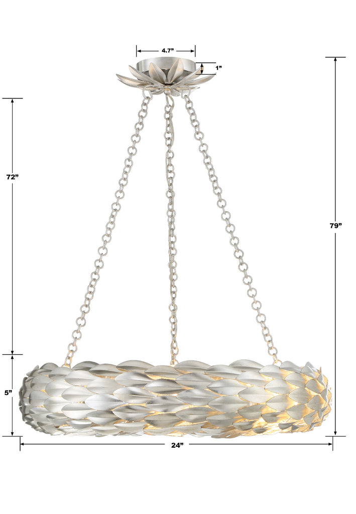 Crystorama Crystorama Broche 6 Light Antique Silver Chandelier