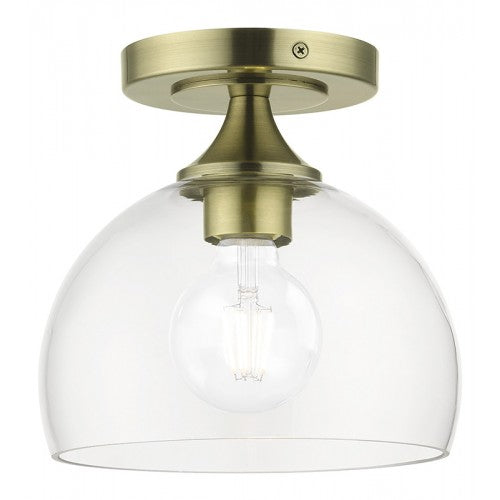 1 Light Antique Brass Semi-Flush Livex