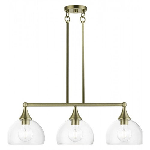 3 Light Antique Brass Linear Chandelier Livex