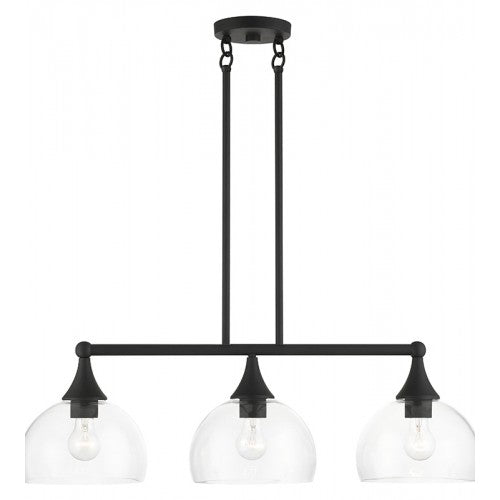 3 Light Black Linear Chandelier Livex