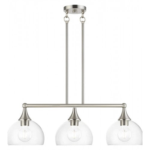 3 Light Brushed Nickel Linear Chandelier Livex