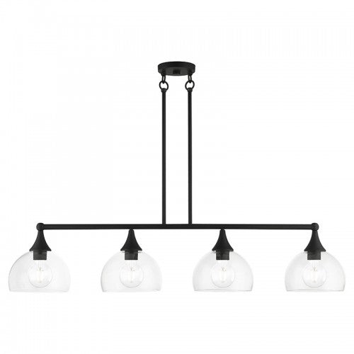 4 Light Black Large Linear Chandelier Livex