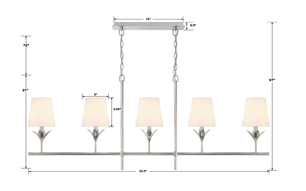 Crystorama Crystorama Broche 5 Light Antique Silver Chandelier