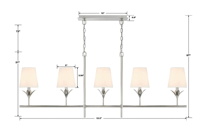 Crystorama Crystorama Broche 5 Light Antique Silver Chandelier