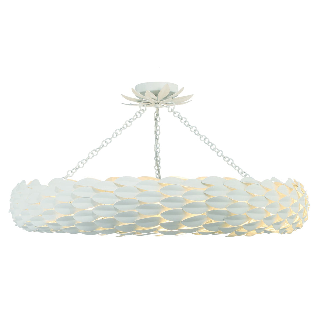 Broche 8 Light Matte White Semi Flush Mount Crystorama