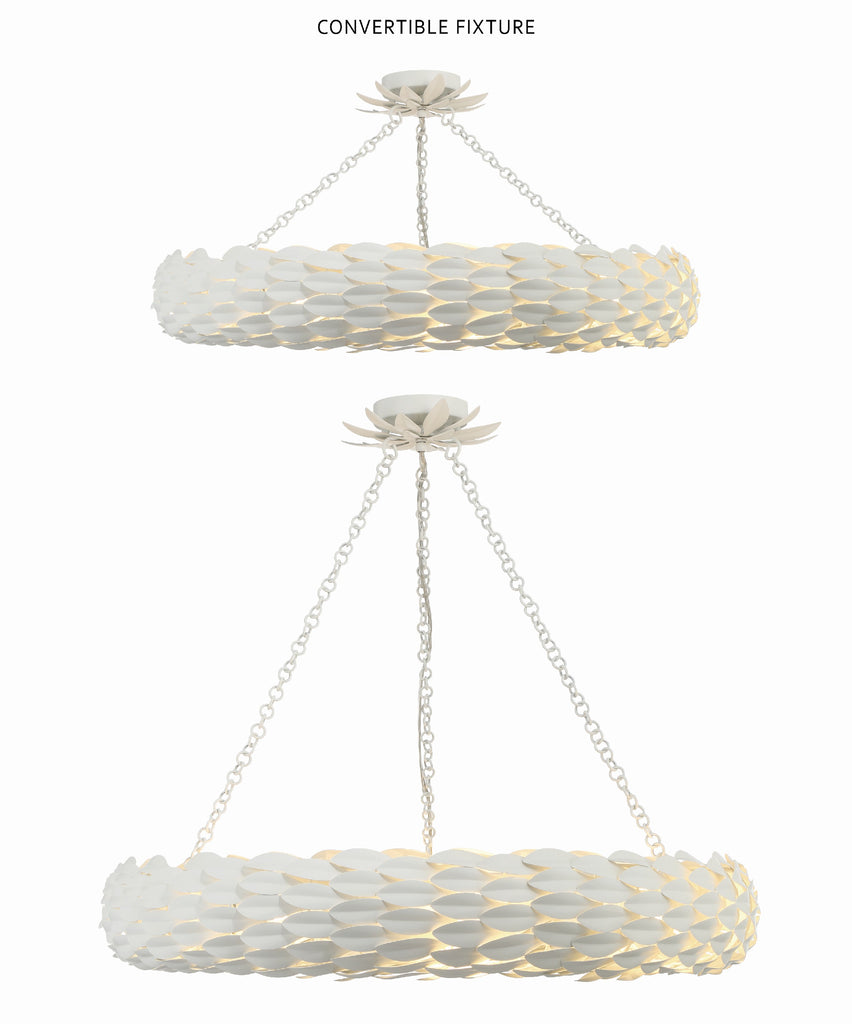 Broche 8 Light Matte White Semi Flush Mount Crystorama