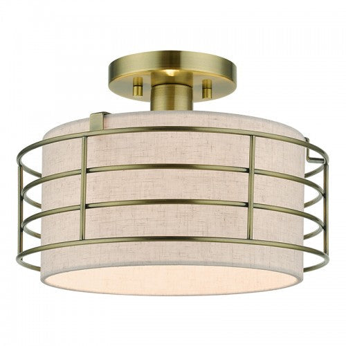 1 Light Antique Brass Medium Semi-Flush Livex