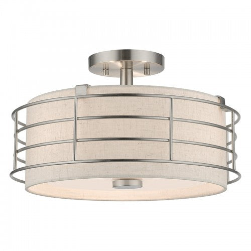 3 Light Brushed Nickel Large Semi-Flush Livex