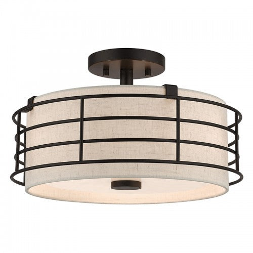 3 Light English Bronze Large Semi-Flush Livex