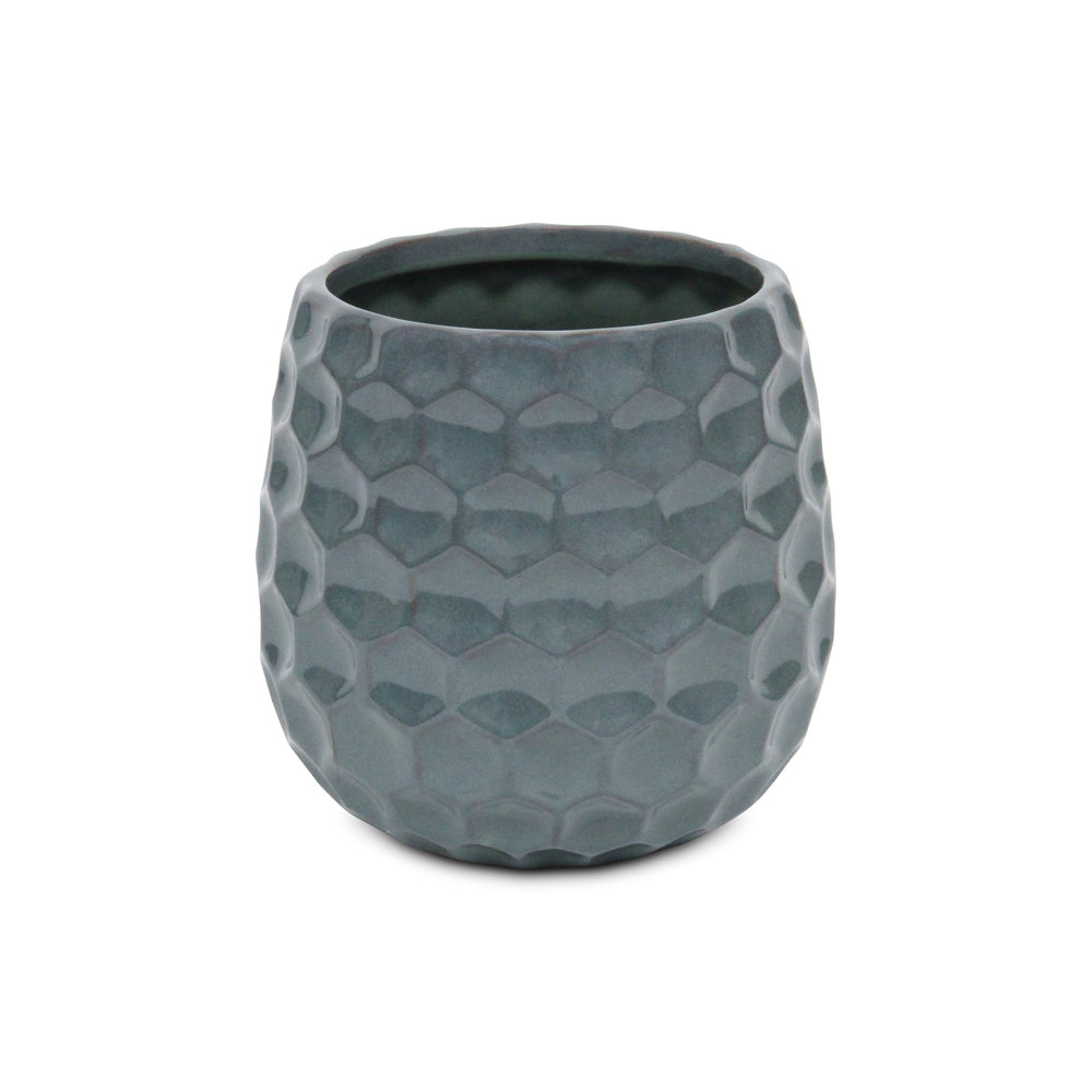 Farrier Hexagon Pattern Blue Ceramic Pot - Large CHEUNGS