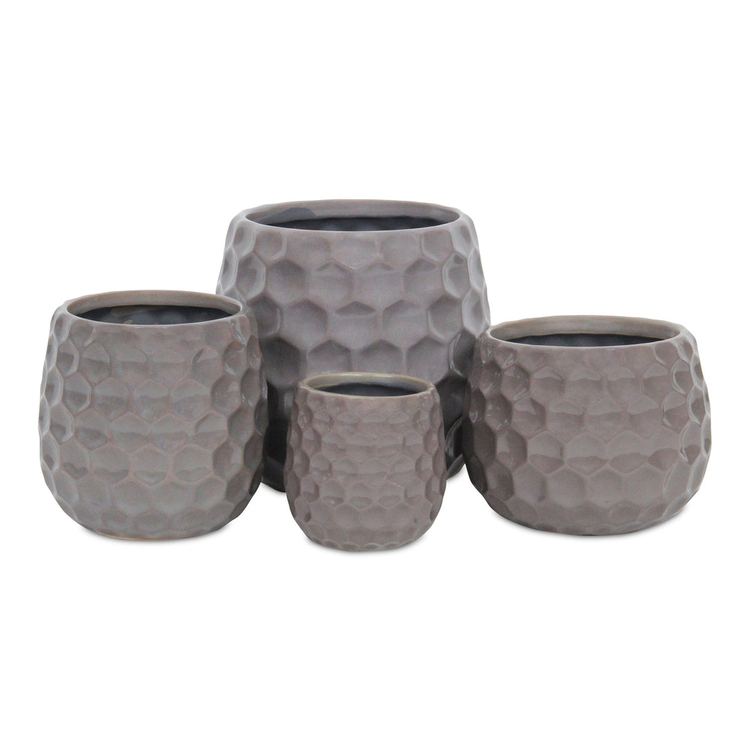 Farrier Hexagon Pattern Gray Ceramic Pot - Large CHEUNGS