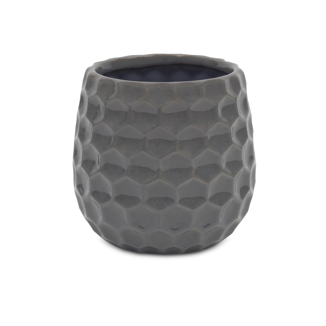 Farrier Hexagon Pattern Gray Ceramic Pot - Large CHEUNGS