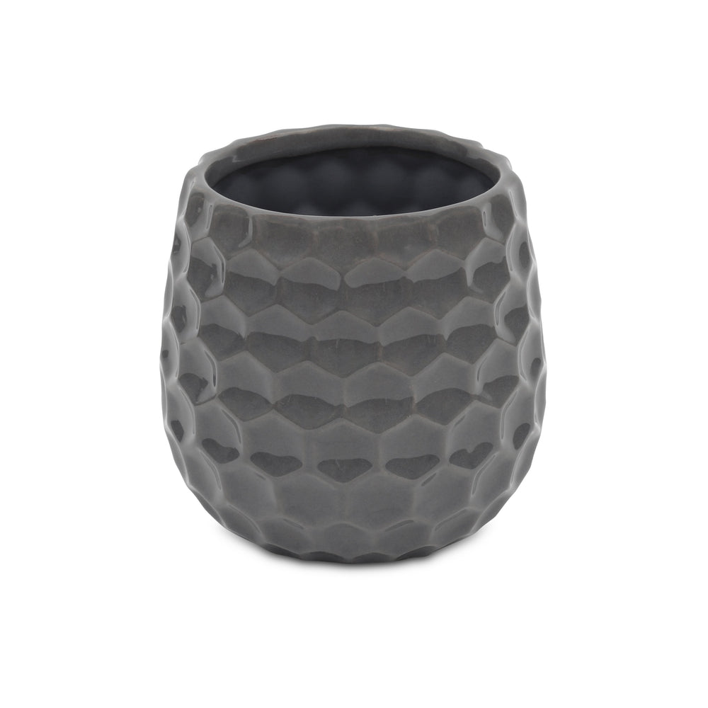 Farrier Hexagon Pattern Gray Ceramic Pot - Large CHEUNGS