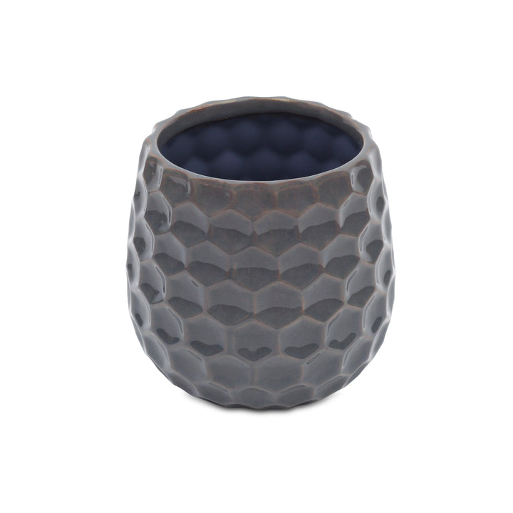 Farrier Hexagon Pattern Gray Ceramic Pot - Large CHEUNGS