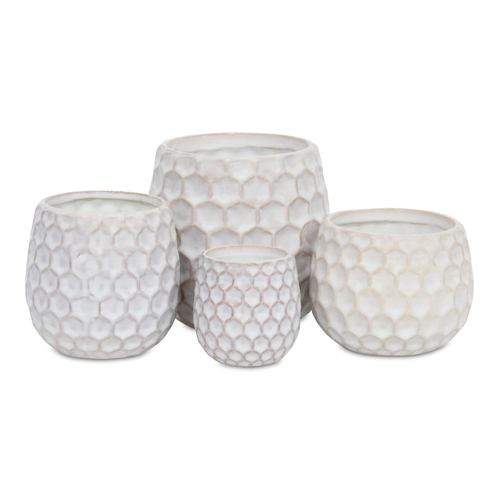 Farrier Hexagon Pattern White Ceramic Pot - Large CHEUNGS