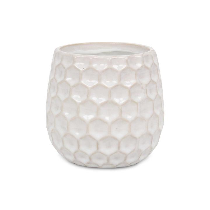 Farrier Hexagon Pattern White Ceramic Pot - Large CHEUNGS