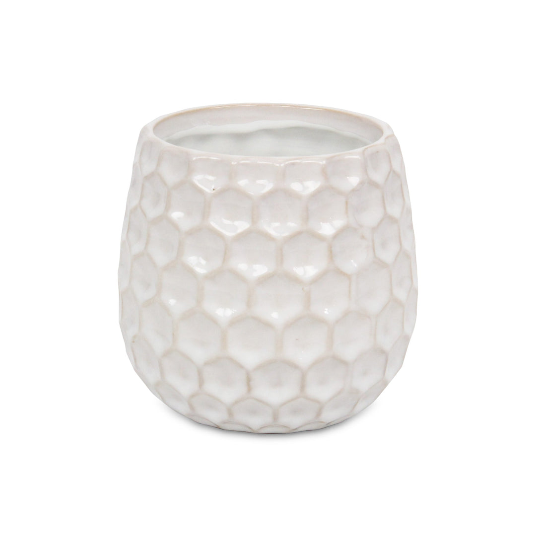 Farrier Hexagon Pattern White Ceramic Pot - Large CHEUNGS