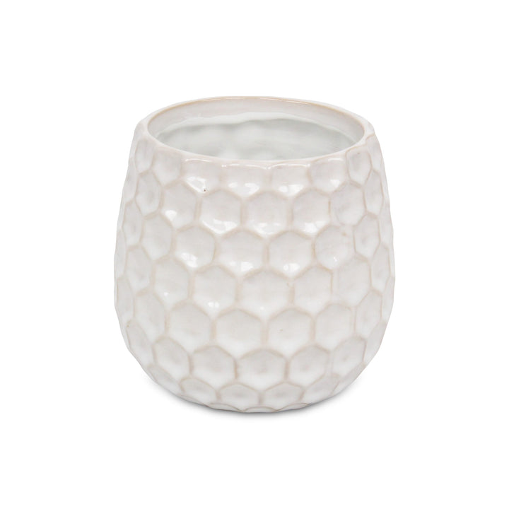 Farrier Hexagon Pattern White Ceramic Pot - Large CHEUNGS