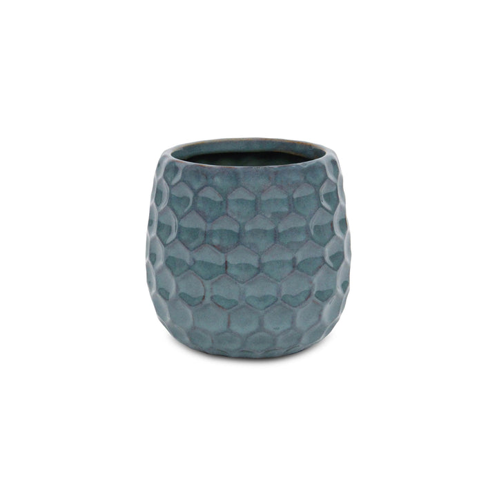 Farrier Hexagon Pattern Blue Ceramic Pot - Medium CHEUNGS