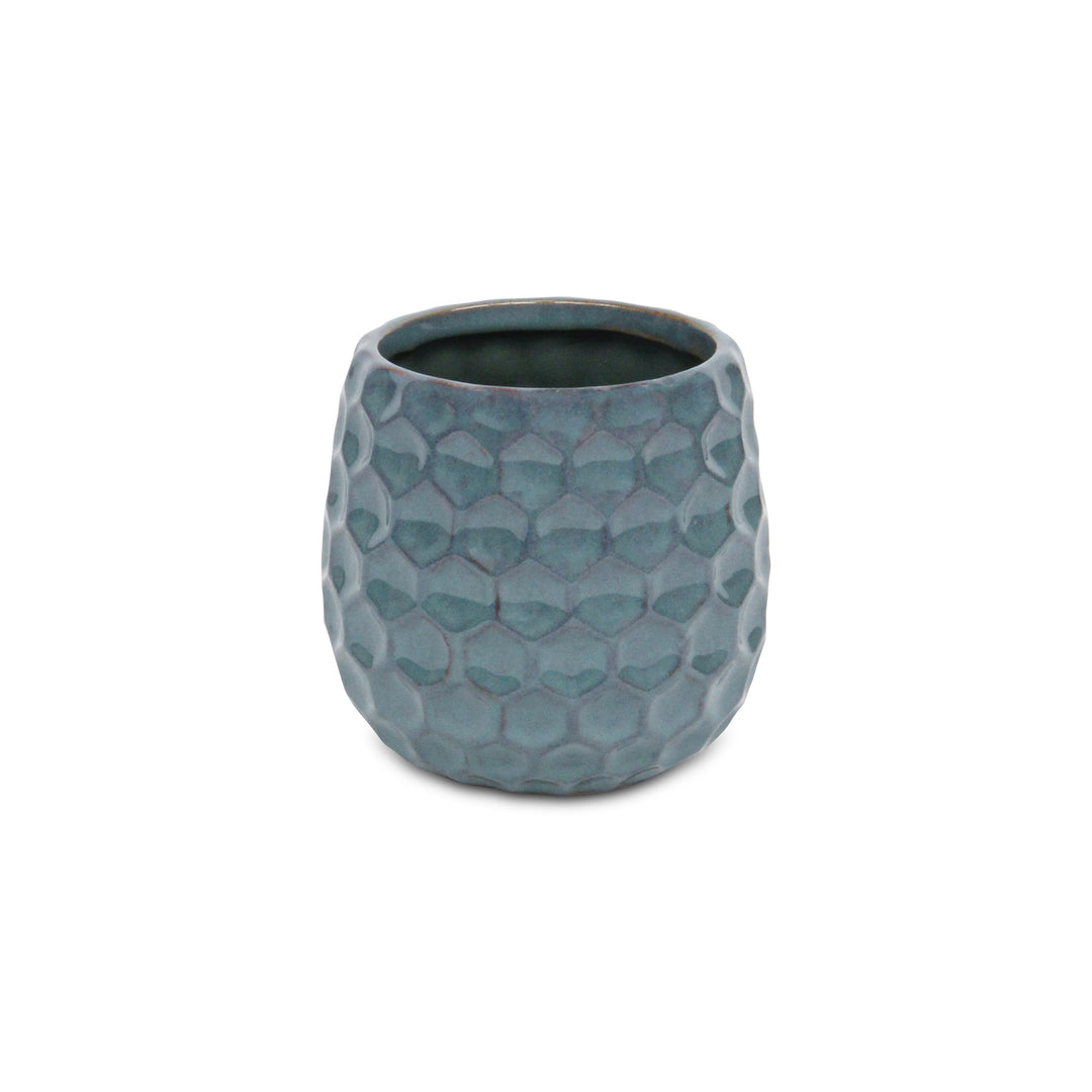 Farrier Hexagon Pattern Blue Ceramic Pot - Medium CHEUNGS