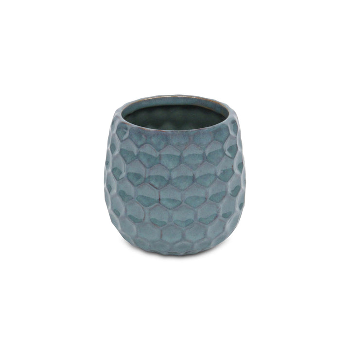 Farrier Hexagon Pattern Blue Ceramic Pot - Medium CHEUNGS