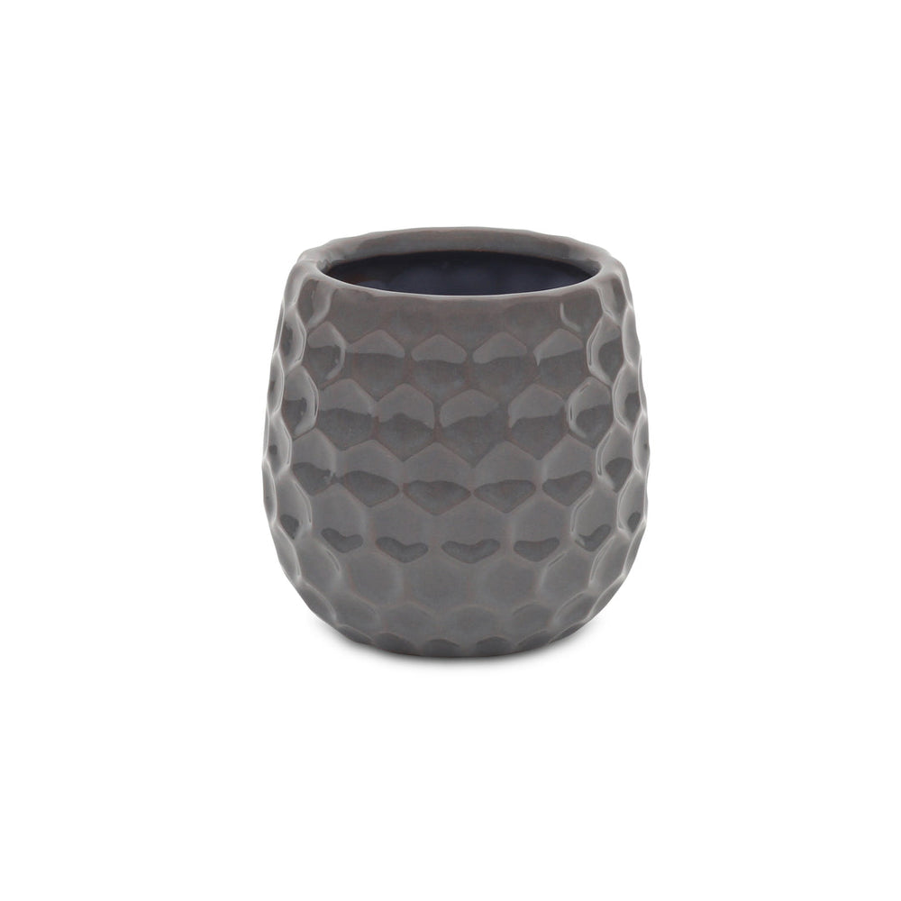 Farrier Hexagon Pattern Gray Ceramic Pot - Medium CHEUNGS