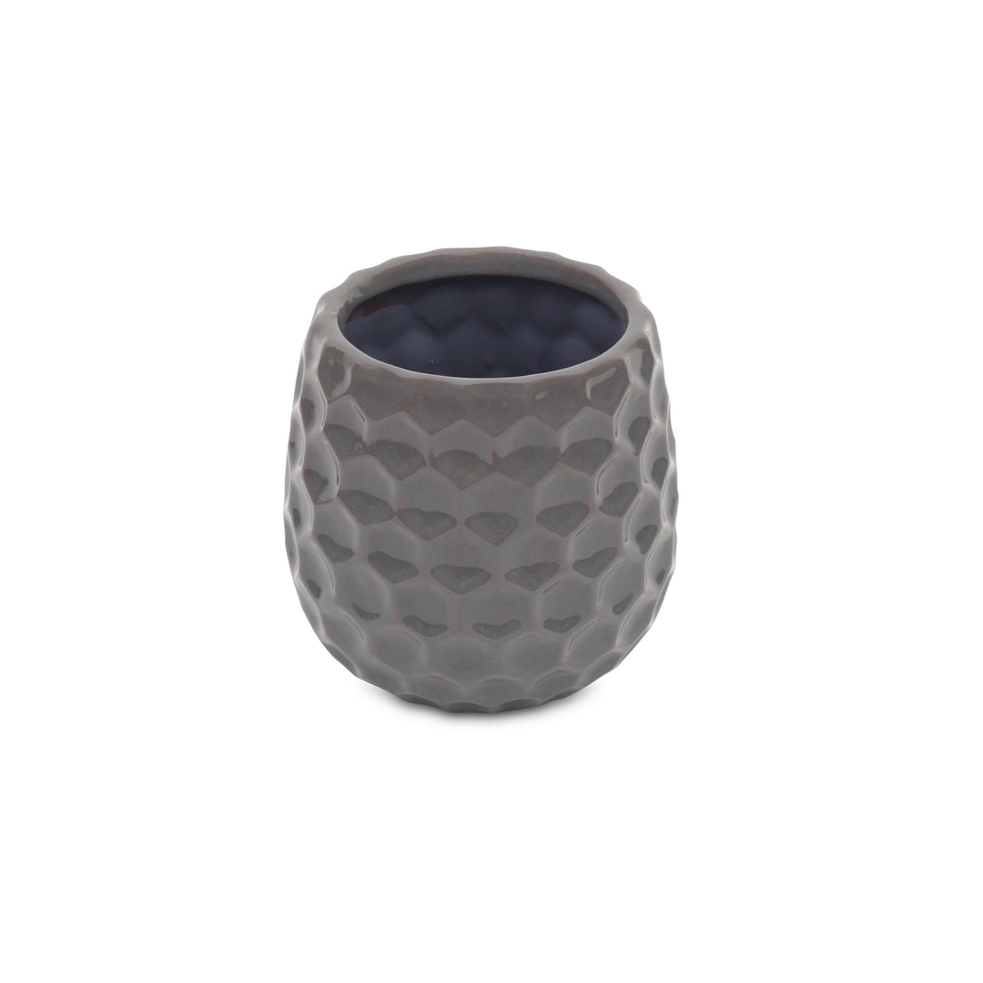 Farrier Hexagon Pattern Gray Ceramic Pot - Medium CHEUNGS