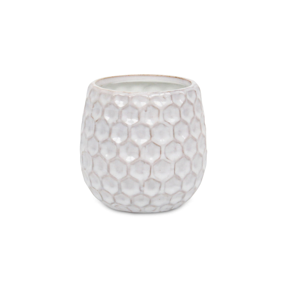 Farrier Hexagon Pattern White Ceramic Pot - Medium CHEUNGS