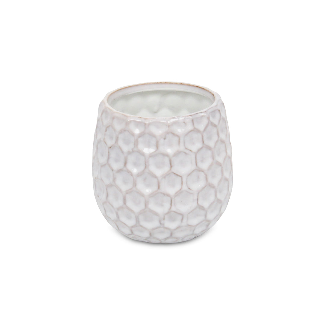 Farrier Hexagon Pattern White Ceramic Pot - Medium CHEUNGS