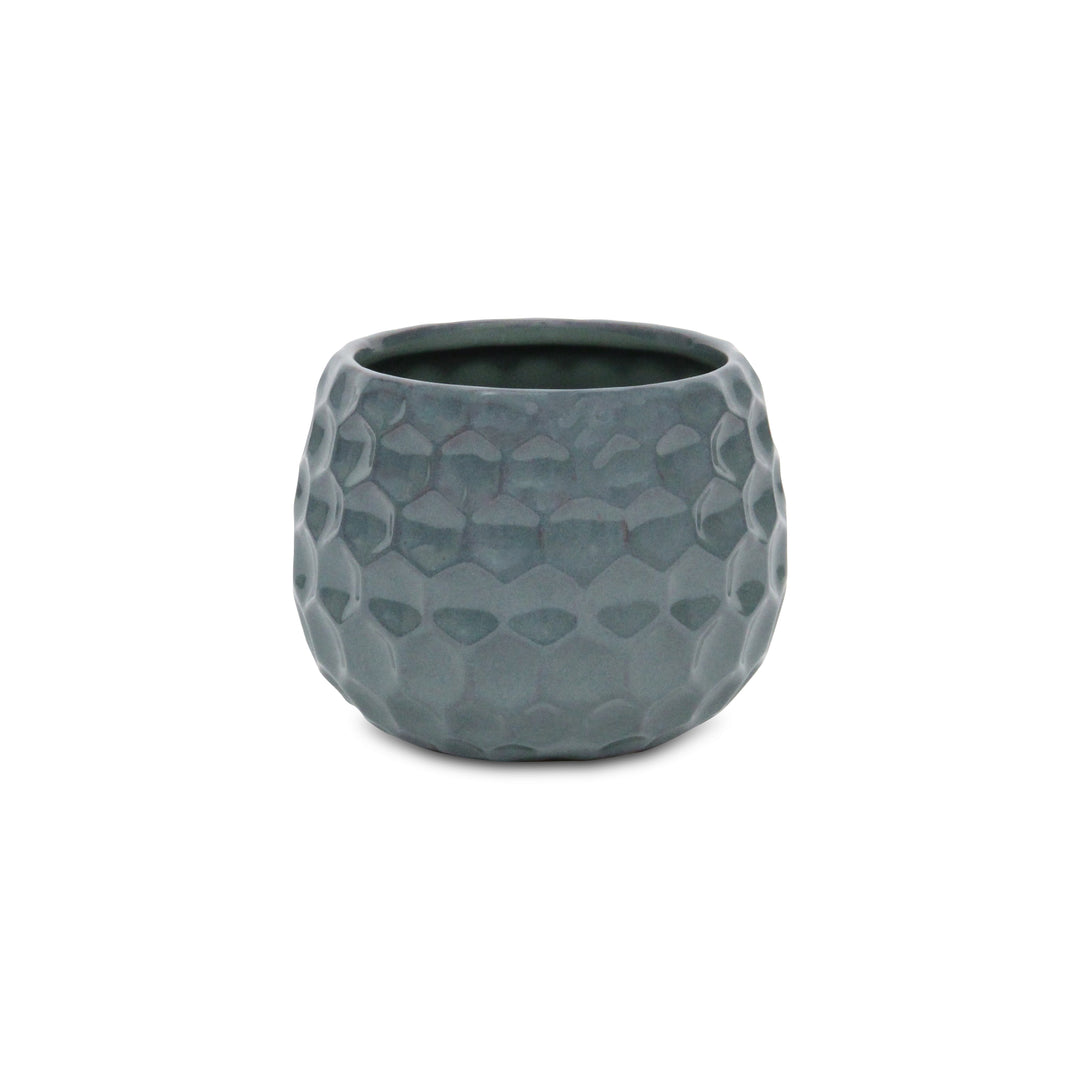 Farrier Hexagon Pattern Blue Ceramic Pot - Wide CHEUNGS