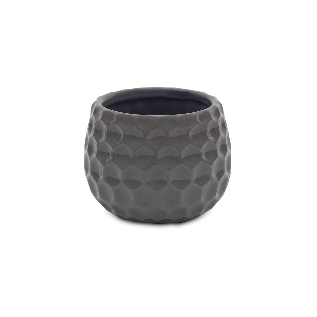 Farrier Hexagon Pattern Gray Ceramic Pot - Wide CHEUNGS